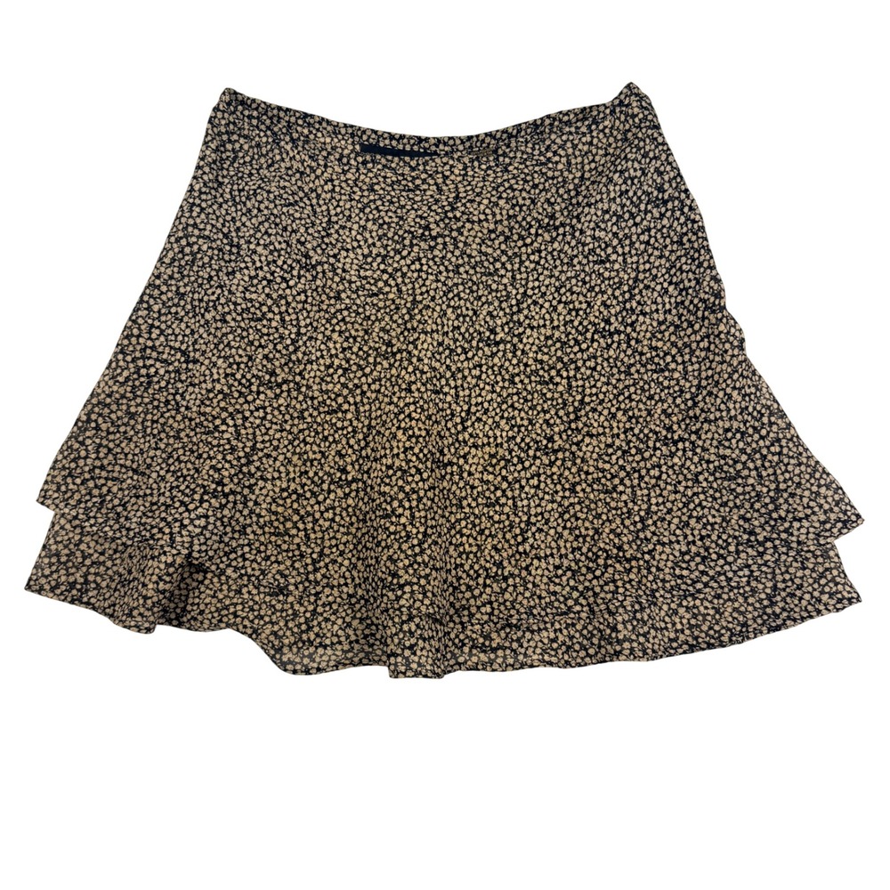 Vintage Express Floral Mini Skirt Black Tan Ditsy Print 90s Layered Size S